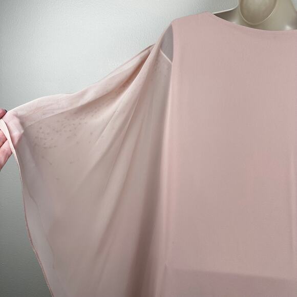 NEW Xscape Dress Beaded Chiffon Capelet Cape Overlay Embellished Blush 8 Event - Picture 9 of 15